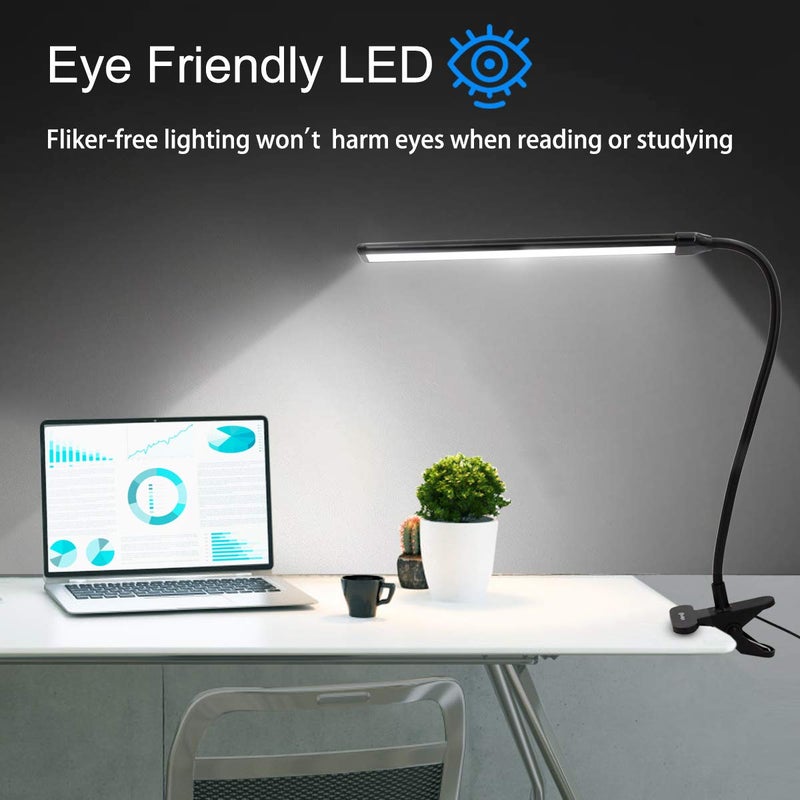 CeSunlight Clamp on Lamp, Clip Light, Desk Lamps 3 Color Temperature Setting, 10 Brightness Levels, 2m USB Cord Power Supply and AC Adapter Included, Pack of 2 (Black) - Image 4